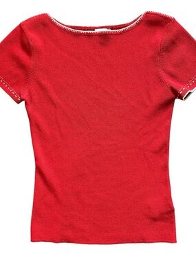 Vintage Optimum Nostalgic Fitted Red Short-Sleeved Tee Small